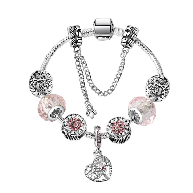 New Luxury Hollow Love Tree of Life Bracelet DIY Original Diamond-encrusted Alloy Beaded Bracelet Women