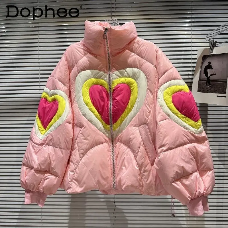 

2022 Winter New Arrival Turtleneck Warm Loose White Duck Down Jacket Women Coat