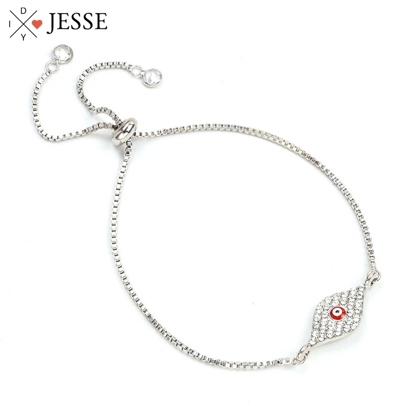 

Inlaid Crystal Rhinestone Enamel Turkish Evil Eye Bracelets Lucky Eye Pendants Adjustable Chain Bangles Jewelry Gifts Wholesales