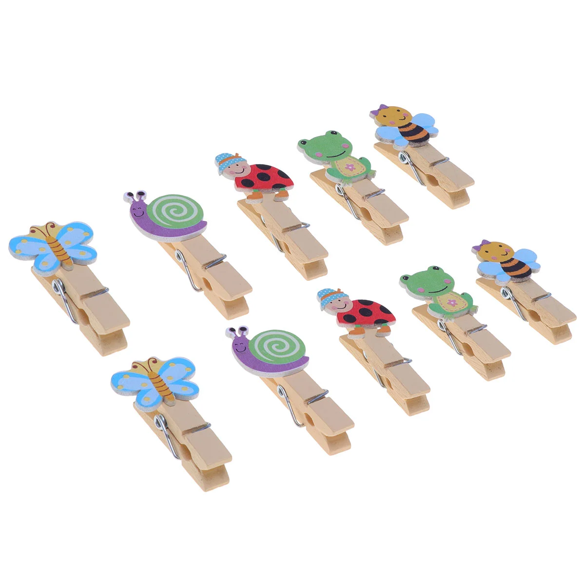 

10pcs Cartoon Animal Clips Wooden Photo Clips Adorable Bee Picture Clip