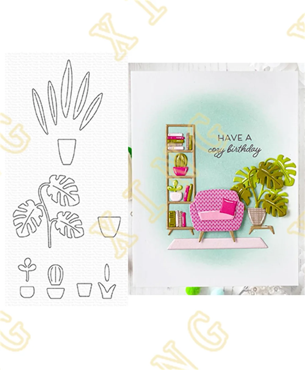 

Potted Plants Die-namics Scrapbooking Metal Cutting Craft Embossing Paper Greeting Card Making Template Diy Handmade 2022 Hot