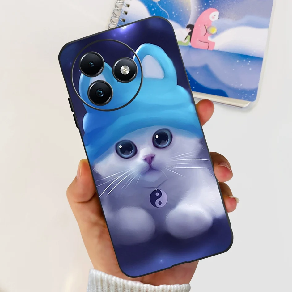 For Cover Itel S24 Phone Case Cute Cat Dinosaur Cartoon Soft Black Silicone Protective 2024 S667LN S 24 Cases