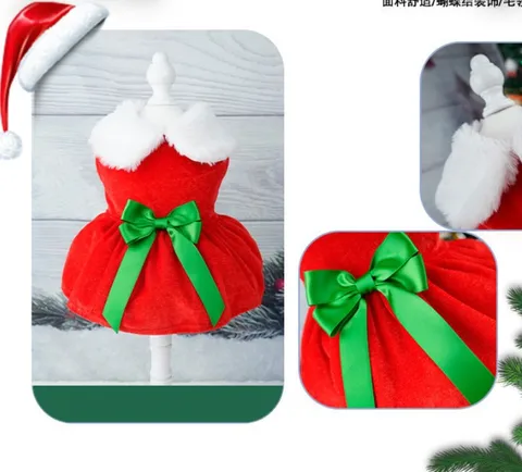 Рождественская Одежда для собак, рождественское платье, семейный костюм собаки, костюм Санты, праздничный костюм для маленьких, средних и больших питомцев