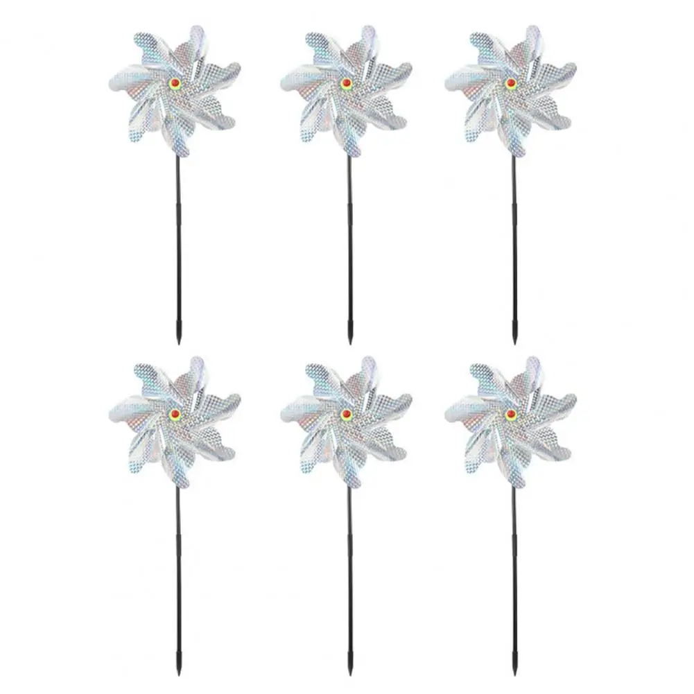 

6Pcs Convenient Effective Bird Repeller Spinners Detachable Colorful Reflection Birds Deterrent Windmills Drive Away Birds