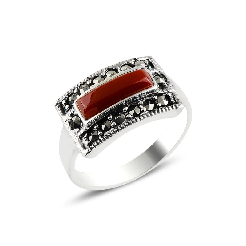 

Серебро 925 пробы красный агат & марказит кольцо
