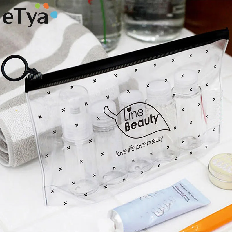 Fashion Women Clear Cosmetic Bags PVC Transparent Toiletry Bags Travel Organizer Necessary Beauty Case Bath Wash Makeup Bag