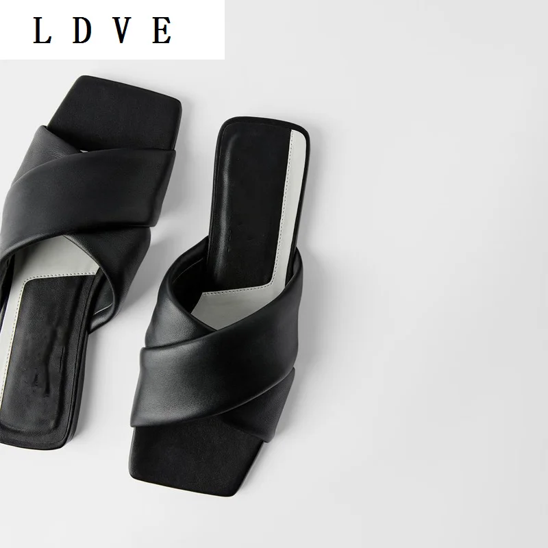 

Женские шлепанцы, универсальные сандалии с квадратным носком, плоская подошва, удобные, лето 2020