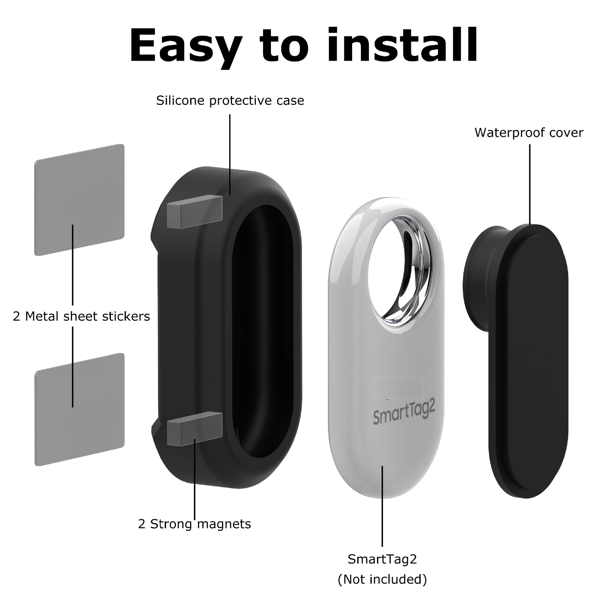 Фото Магнитный/клейкий защитный чехол для Smarttag2, водонепроницаемый, полноразмерный защитный кожух для автомобиля, грузовика, прицепа, велосипеда, скрытый корпус №2