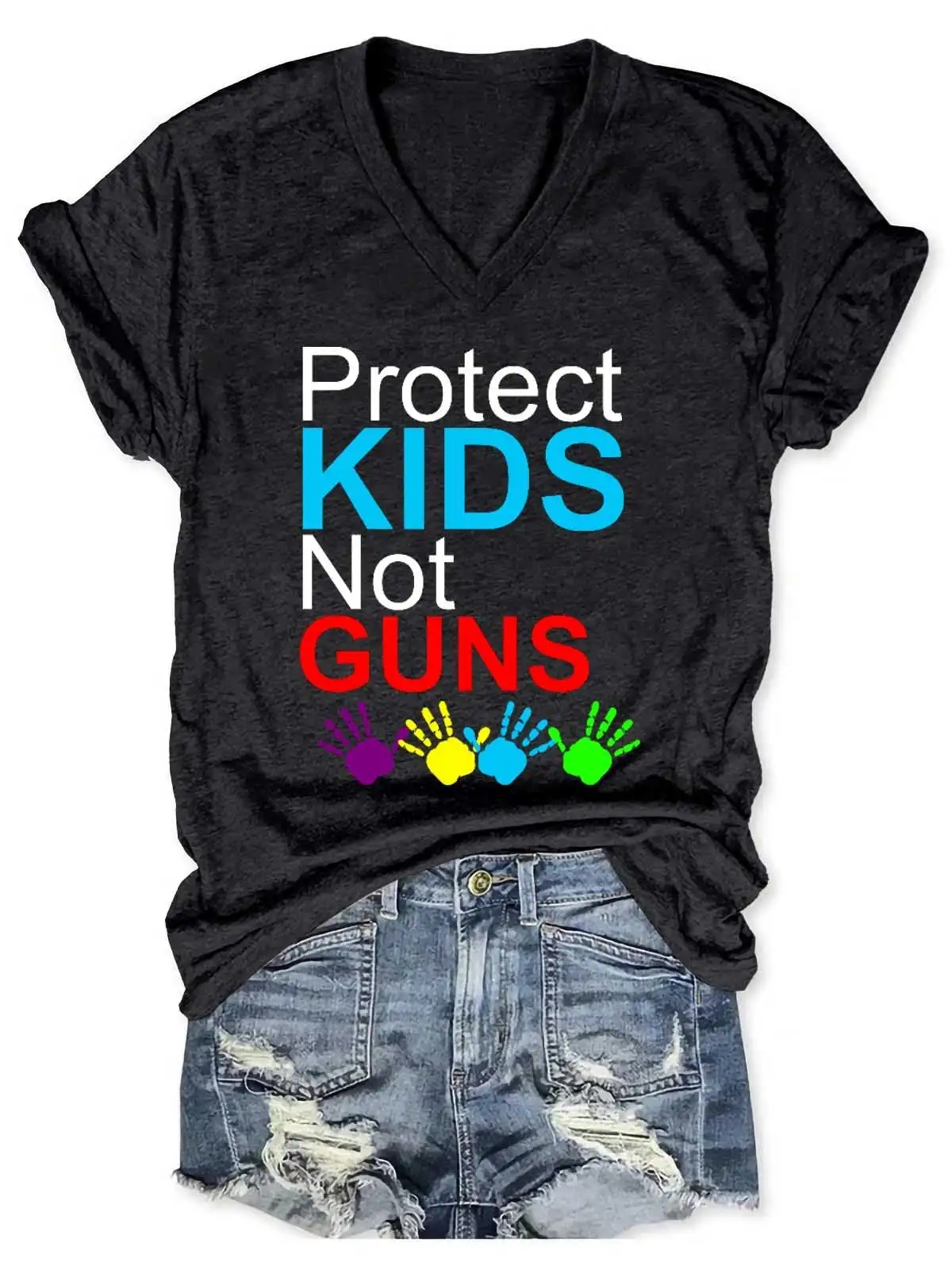 

Women's Protect Kids Not Guns V-Neck T-Shirt