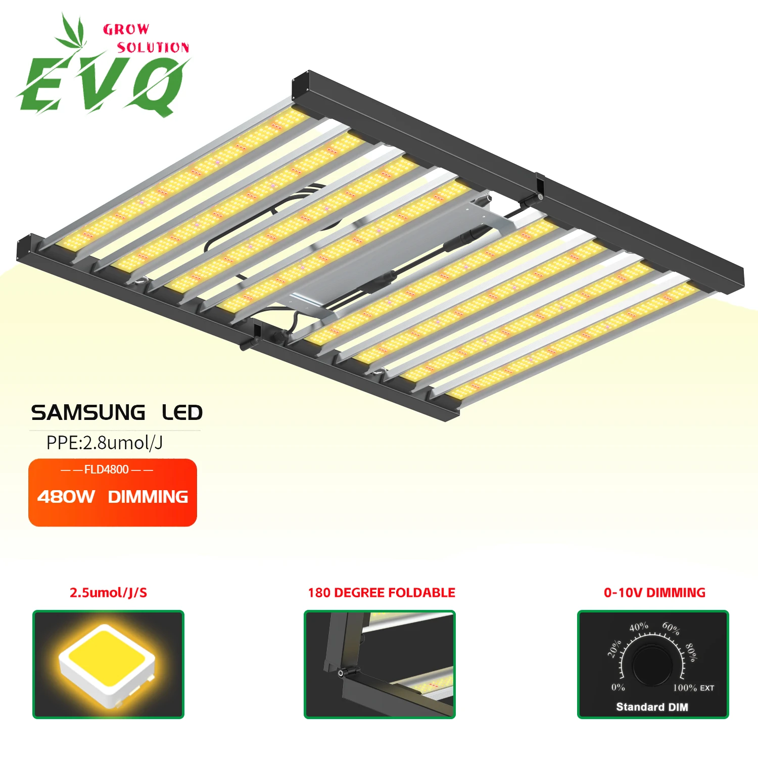 480w Samsung Lm281b+ Rk Level Dimmable High Par Value Sunlike Spectrum For Greenhouse Plant Growth Lighting