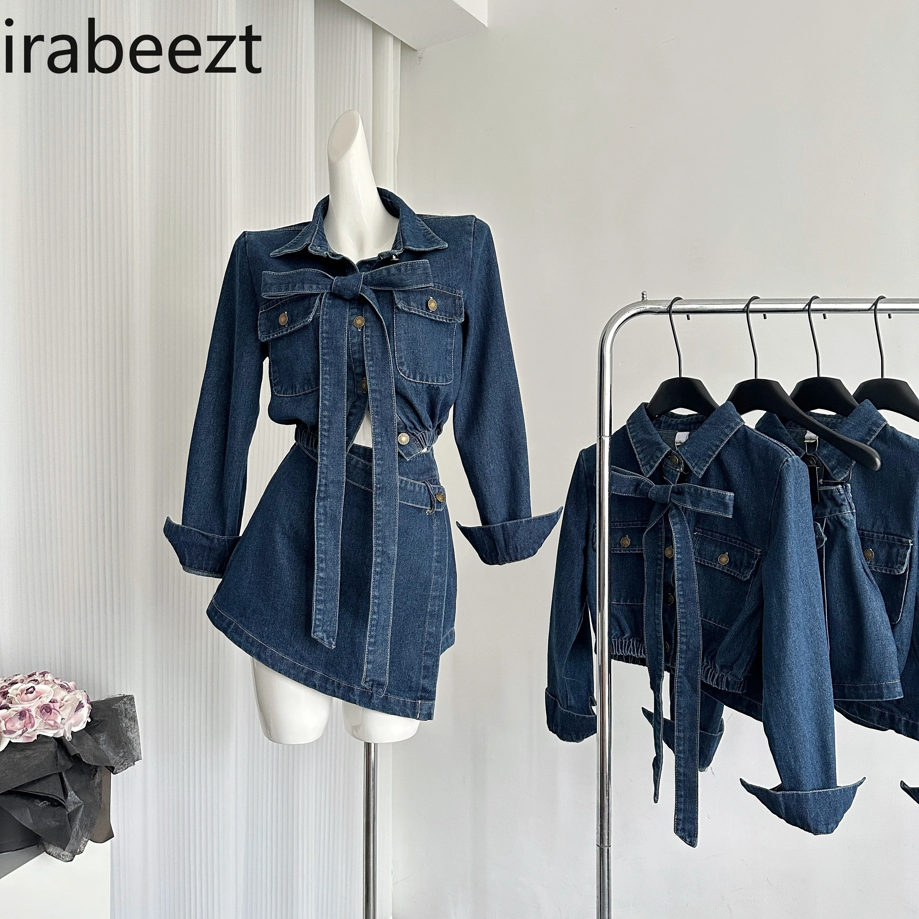 Корейский темпераментный комплект для женщин Осенний облегающий топ с отложным