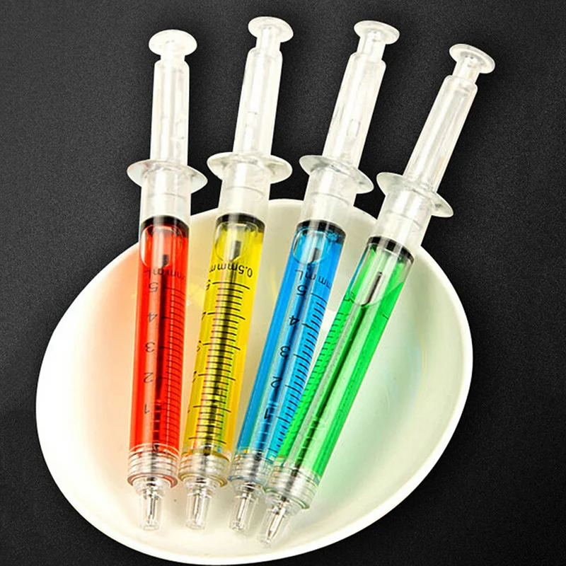 

10PCS Liquid Syringe Injection Shape Ballpen Ballpoint Novelty School Stationery Novelty