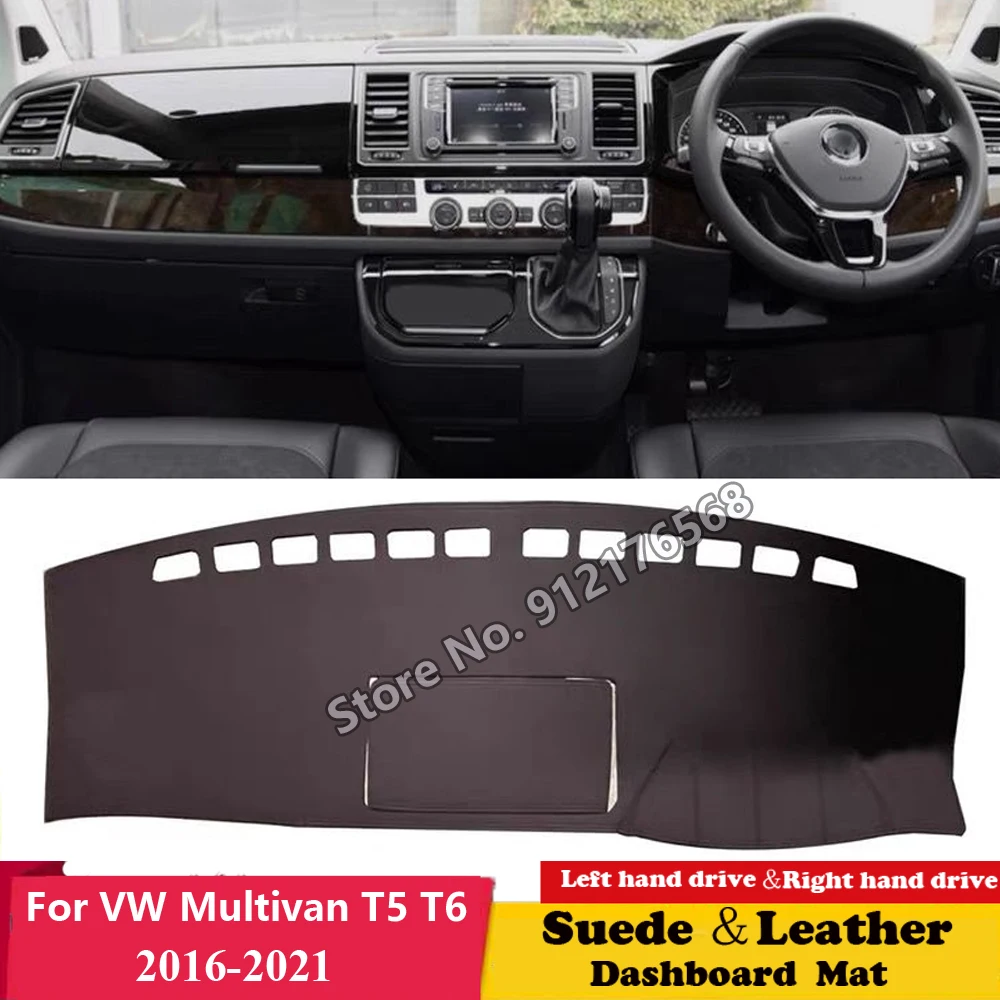

For Volkswagen VW Multivan T6 T5 Transporter 2016 2017 2018 2019 2020 2021 Leather Dashmat Dashboard Cover Pad Dash Carpet Car