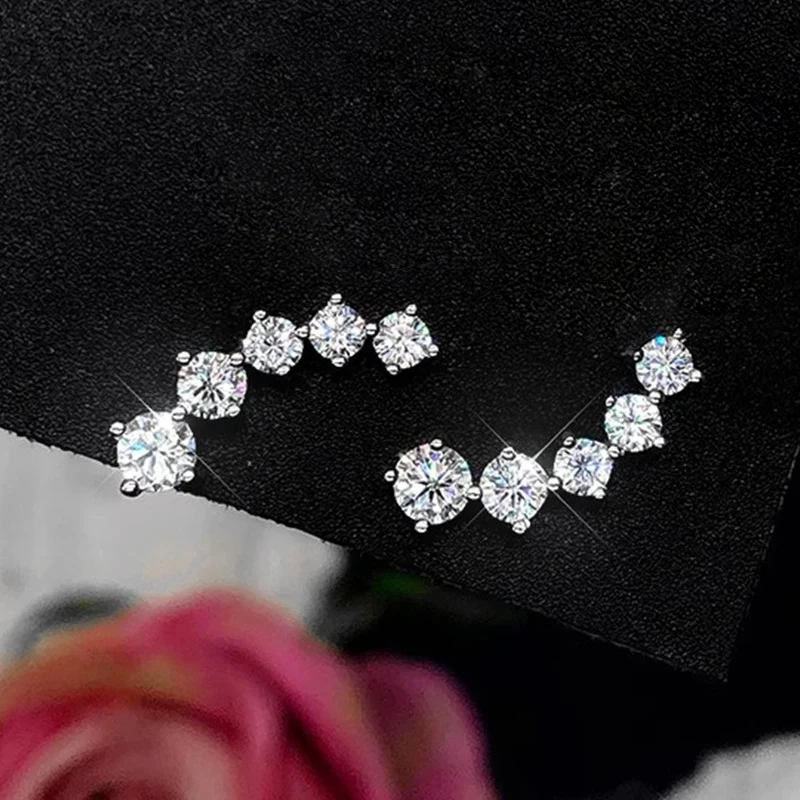 Фото Серьги-климберы Rrjzz с 5 муассанитами цвета D, сертифицированными GRA, гипоаллергенные, с покрытием из 14-каратного золота, подарок на день рождения для женщин №5