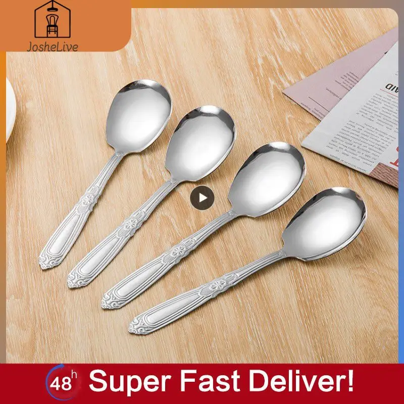 

5/8/10PCS Dish Shovel Scoops Stainless Steel Long Handle Hotel Meal Spoon Household Comfortable Hand Feel Kitchen Tableware