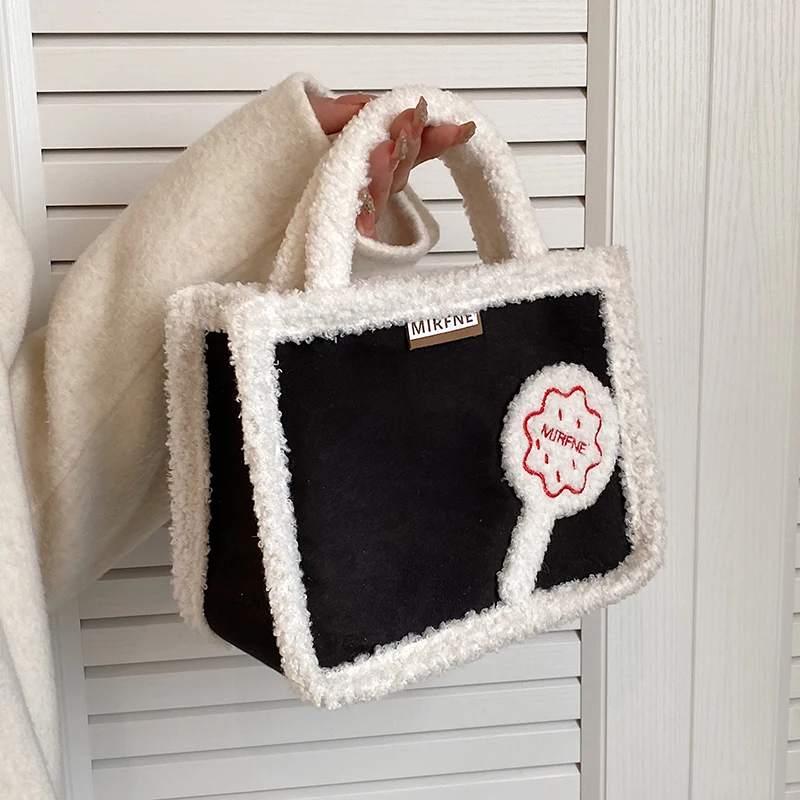 

Casual High Capacity Handbag for Women 2022 Winter faux suede Shopper Shopping Bag Female Fabric Shoulder Side Bag cute tote bag