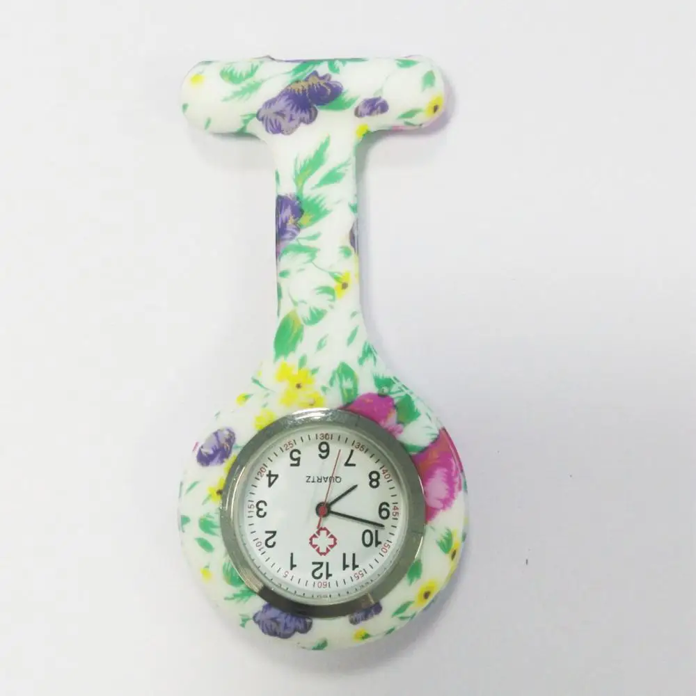10pcs Clip On Fob Quartz Brooch Hanging Nurse Watch Fashion Casual Men Women Unisex Rubber Silicone Pocket Watch Wholesale