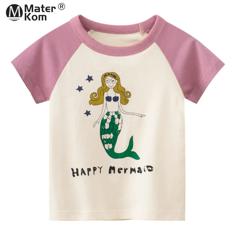 

Kids Clothes Summer Cartoon Printing T Shirts Children Casual Short Sleeve Tops Cotton Tees with Letter Clothing for Girls 2-7y