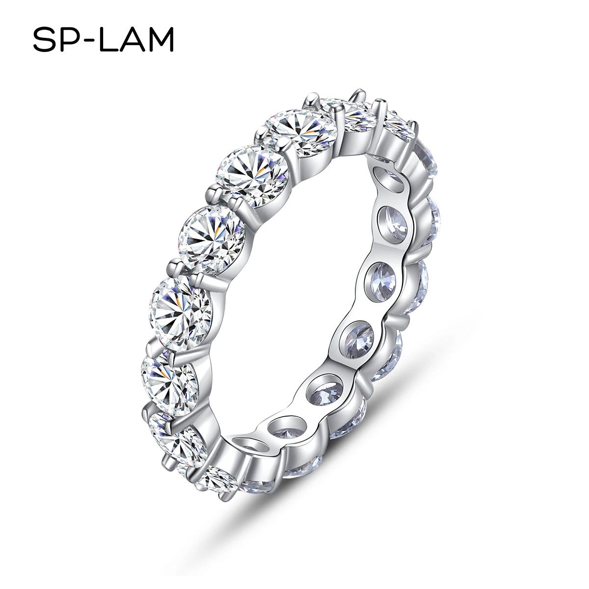 4mm Round D Moissanite Wedding Band Rings for Women 925 Sterling Silver Stackable Stylish Engagement Anniversary Matching Ring