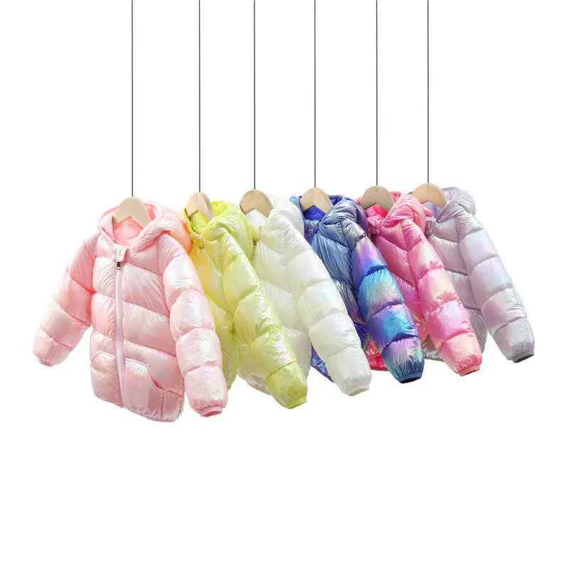 

Colorful Candy Color Girls Down Jackets Baby Winter Children's Coats Thickened Warm Hooded Stitching Outerwear Baby 1 2 Age Boys