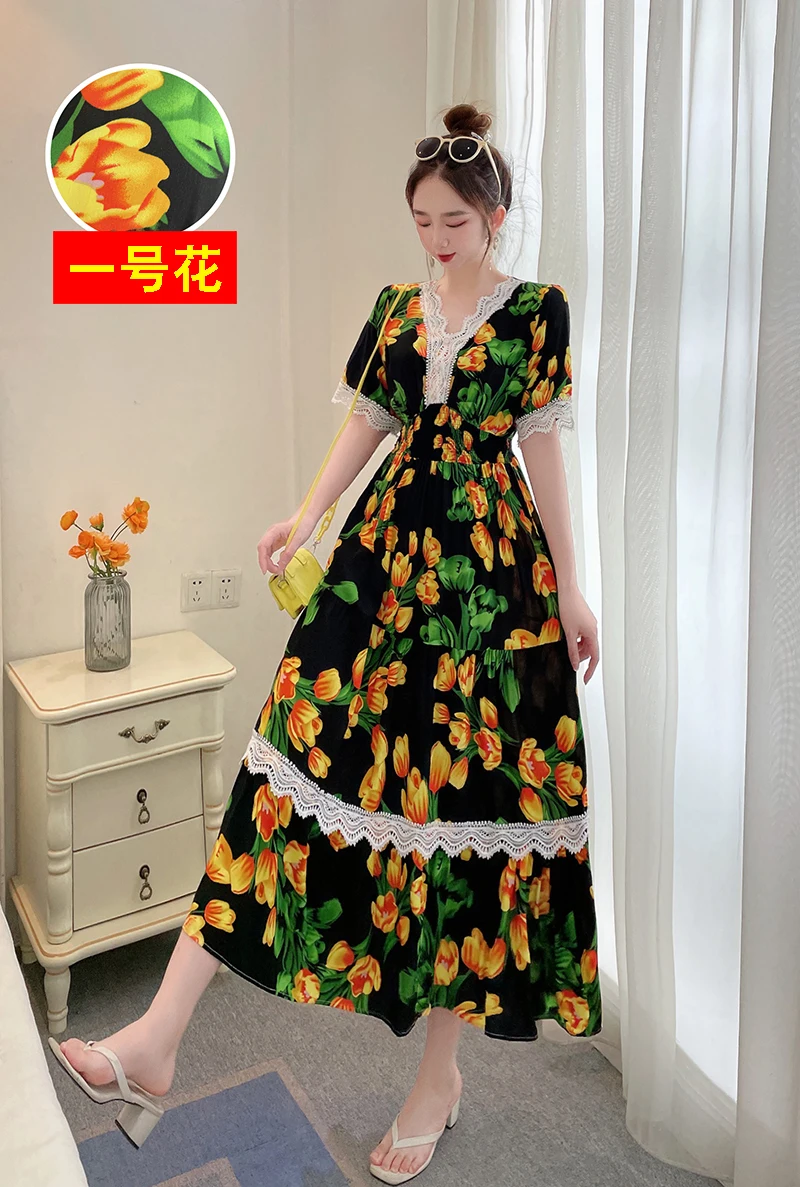Vestidos Robe, летнее сексуальное платье, женское повседневное платье больших размеров, длинное макси в корейском стиле, пляжное хлопковое кружево с цветочным принтом, богемная индийская одежда (art.: 3920c170d4250) - 3920c170d4250