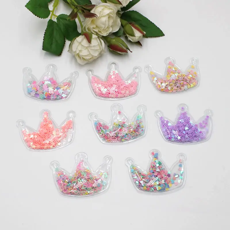 5 шт./лот прозрачные Аппликации из ПВХ в форме короны со свободными блестками