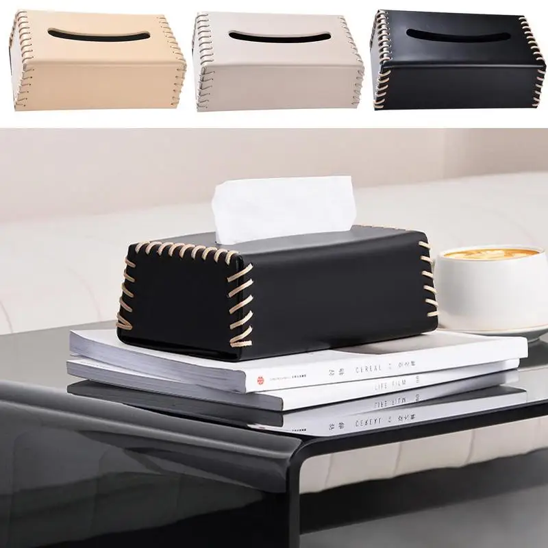 

Leather Tissue Box Case Facial Tissues Holder PU Leather Facial Paper Storage Case For Bathroom Vanity Countertop Night Stands