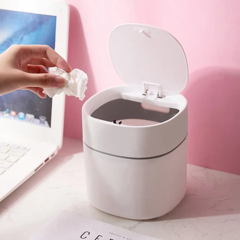Trash Can Mini Desktop Multifunctional Home Car Storage Bucket Accessories with Lid Garbage Bin Nordic Style Living Room Office |
