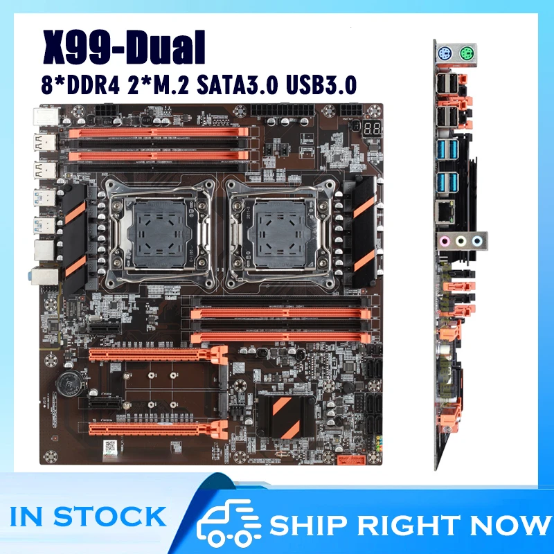 Материнская плата X99 с двойным процессором M.2 LGA 2011 V3 E-ATX USB3.0 SATA3 8 DIMM DDR4 поддержка