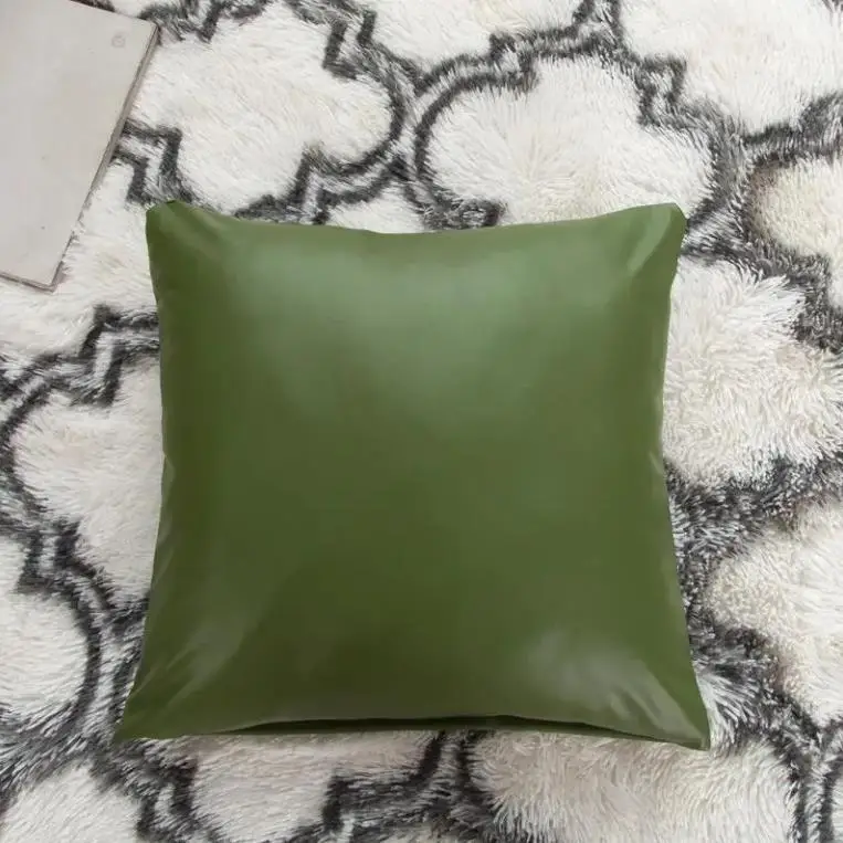 

green color pu leather cushion cover green leather like pillowcase sofa