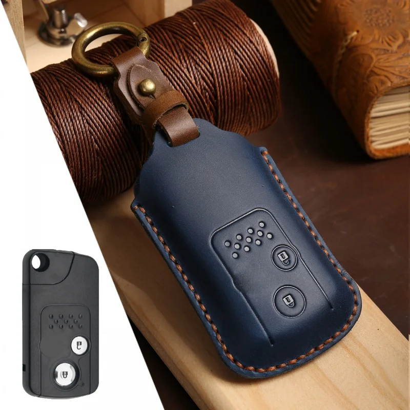 

suitable for Leather Car Key Case Cover Protector Keychain Accessories for Honda Accord CRV Odyssey Fit Smart Keyring Bag