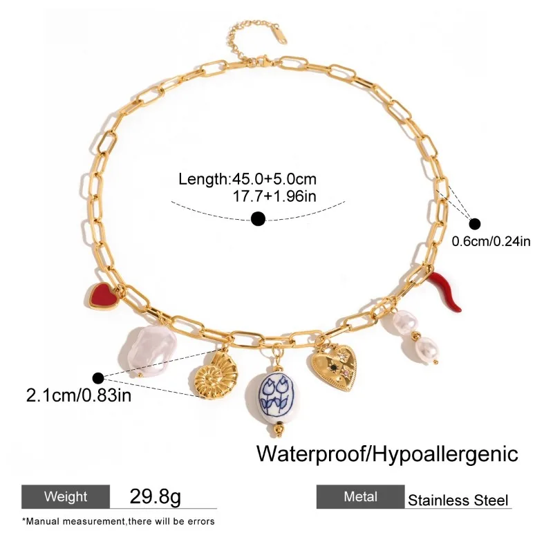 Женское керамическое ожерелье Minar с подвеской в виде сердца из красной эмали