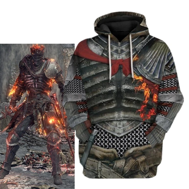 Фото Мужская и женская толстовка с капюшоном с 3d принтом, популярная игра Dark Souls, новая модная повседневная толстовка с капюшоном, крутой спортивный свободный топ большого размера №4