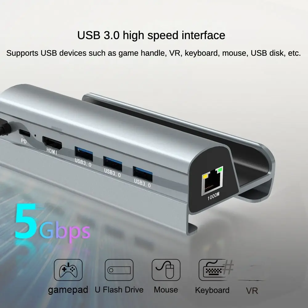 Фото Подставка для портативной консоли 4K, 60 Гц, база Gigabit Ethernet USB 3.0, игровая док-станция 6 в 1 для Asus ROG Ally/Steam Deck №2