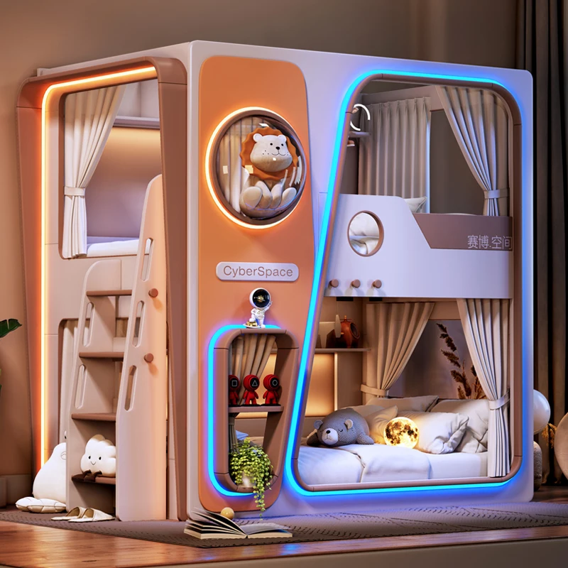 Двухэтажная космическая капсула для киберспорта высокая и низкая кровать сибlings