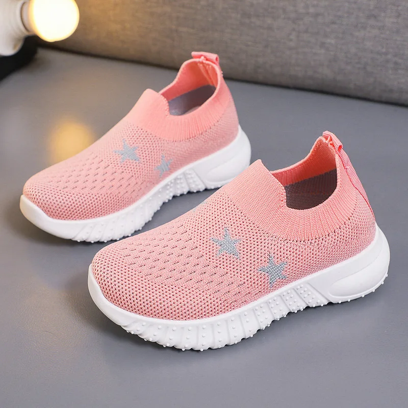 Children Star Woven Fly Shoes Kids 2022 Fashion Casual Sneakers for Boys and Girls Anti-slip Sneaker Boys Girls Sport Shoes