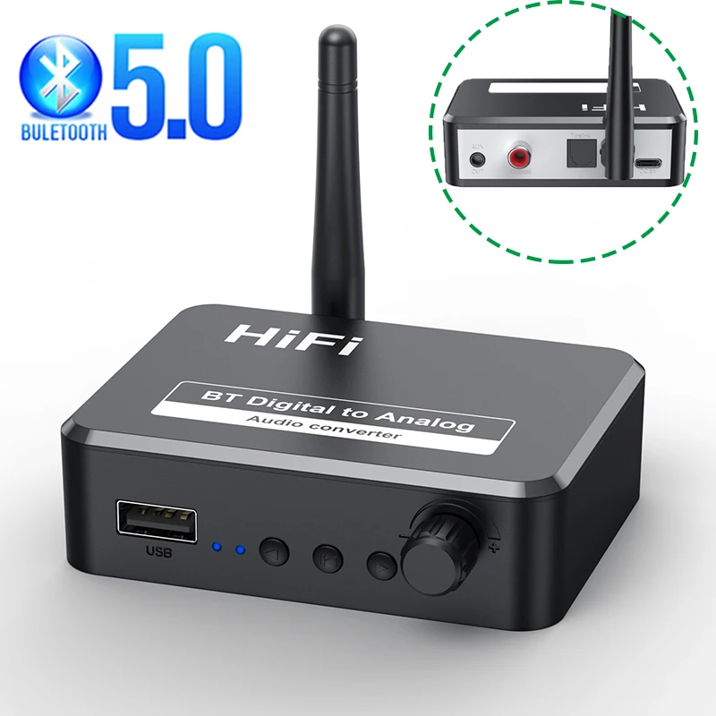 

Приемник Bluetooth 5,0, U-диск, преобразователь цифрового сигнала в аналоговый, оптический коаксиальный Spdif на 3,5 мм AUX усилитель, динамик, ТВ, автом...