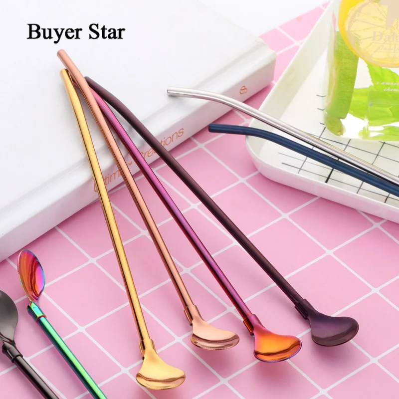 

Buyer Star 4pcs/lot Stainless Steel Drinking Straws +1 Brush Reusable Bent Filter Straw Metal Drink Yerba Mate Tea Bar Accessory
