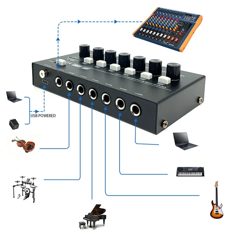 MX600 сверхмалошумящий 6-канальный линейный микшер стерео/однодорожечный