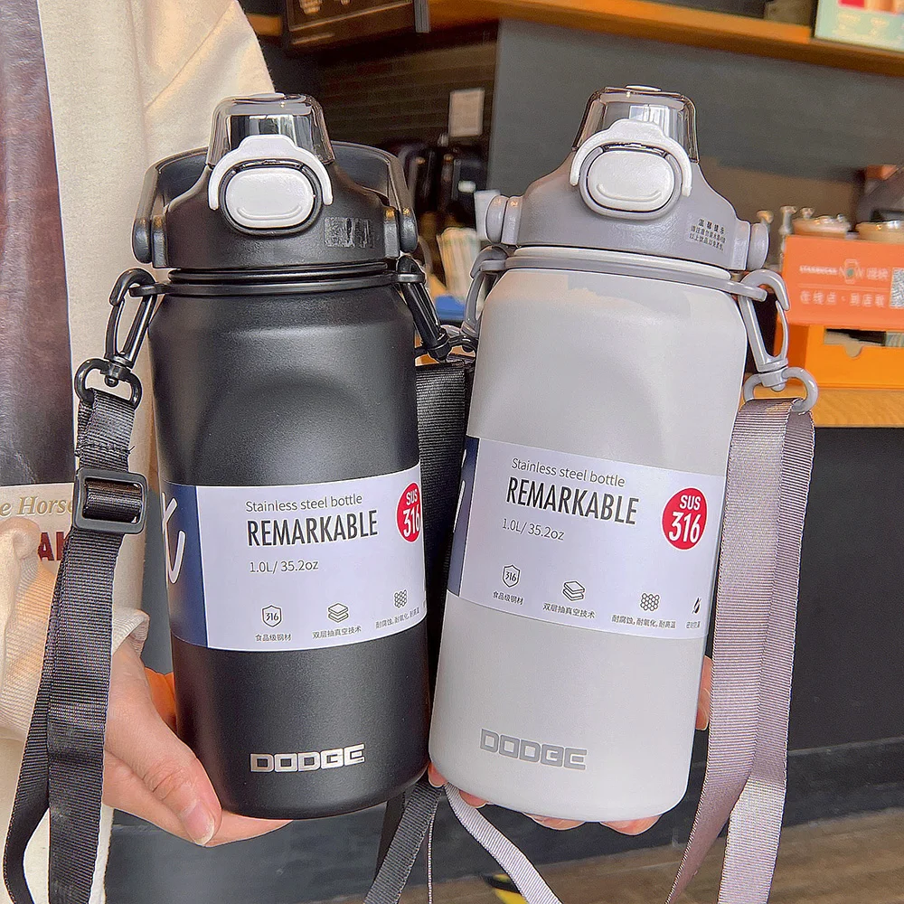 

New 316 Tumblers Thermos Flask Water Bottle Tour Thermoses Thermal Botella De Agua Cup With Straw Travel Portable Copo Termico