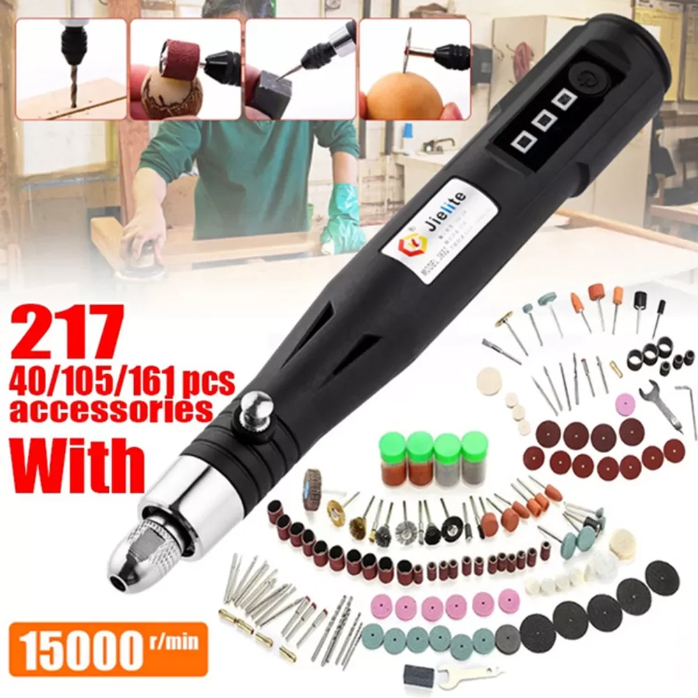 

15000RPM Handheld USB Mini Grinder Drill Engraving Pen Polishing Machine With 40/105/161/217Pc Tool Accessories DIY Set