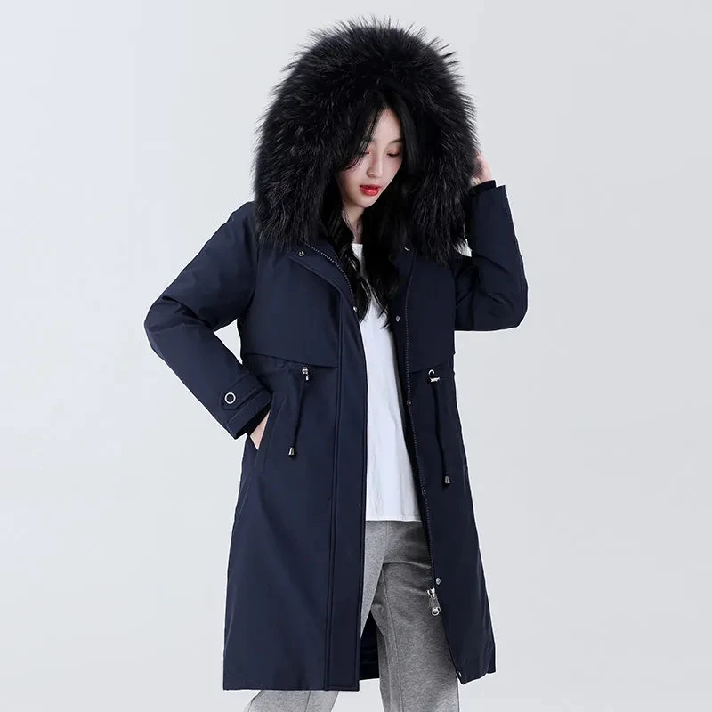 Down Jacket Womens 2022 Korean Fashion Slim All-match Casual White Duck Down Coat Women Large Size Thick Warm Long Parkas