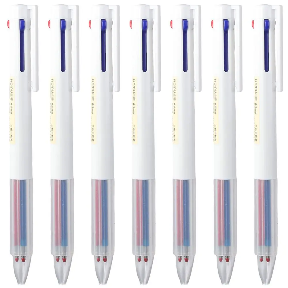 

Белая Выдвижная разноцветная шариковая ручка в других местах, пластиковая цветная шариковая ручка 3-в-1, цветная ручка с чернилами для офиса