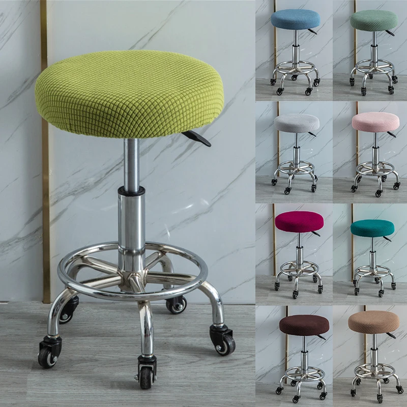 

Thickened Bar Stool Cover Round Chair Cover for Bar Office Elastic Anti-Dirty Seat Cover Solid Color Chair Protector Home Decor