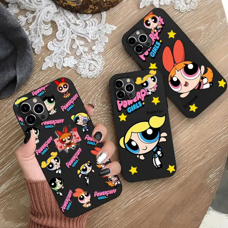 

Bandai Cute Powerpuff Girls Phone Case Silicone Soft for iphone 13 12 11 Pro Mini XS MAX 8 7 Plus X 2020 XR cover