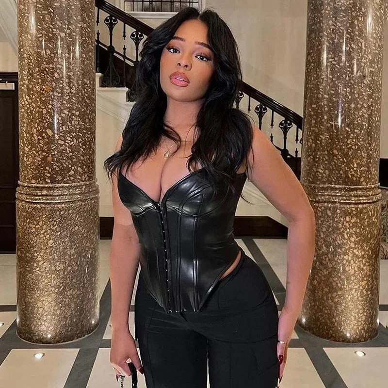 Женский облегающий корсет из искусственной кожи