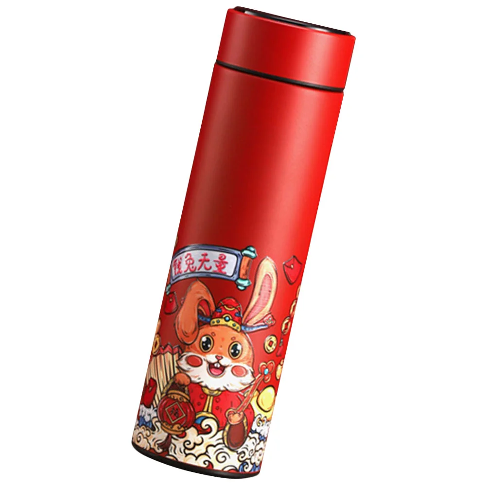 

Water Cup Bottle Insulated Year Vacuum Gift Coffee Winter Rabbit Thermalthe Bottles New Portable Metal Mug