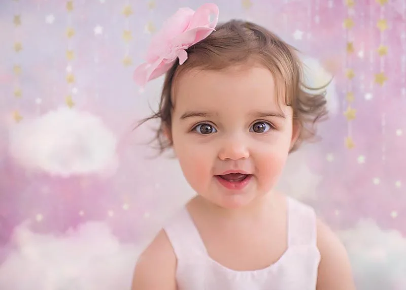 Фоны Mehofond для фотосъемки детей на день рождения с розовым небом белым облаком