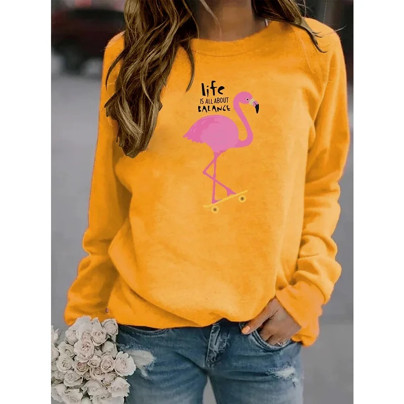 

2022 [New In] Women Casual T Shirt 3D Printl Flamingo Pattern O-Neck Street Casual Oversized Tops Plus Size