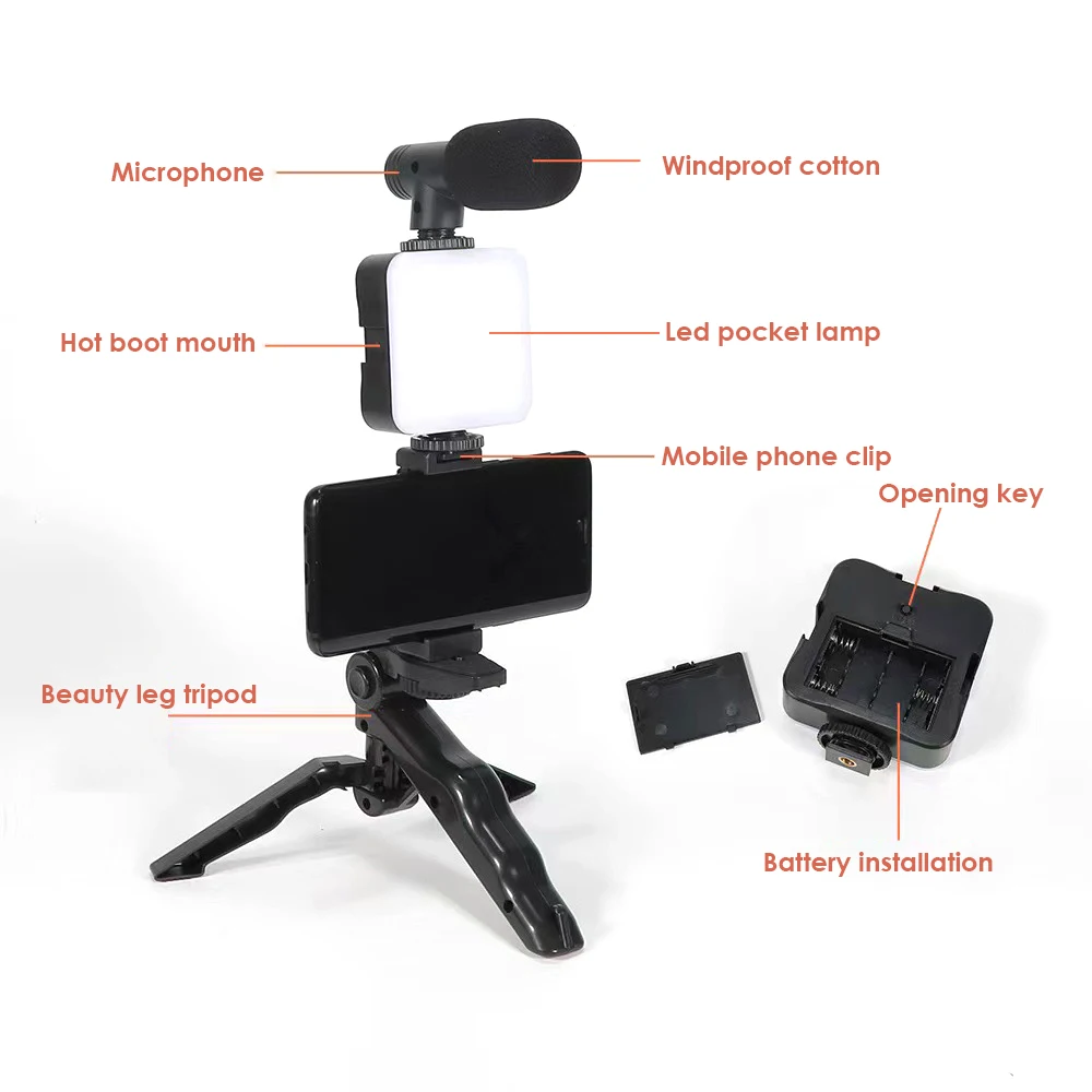 

Cell Phone Tripod Led Fill Light Portable Stabilizer Cell Phone Tripod Handheld Mini Photography Conference Light Phone Holder